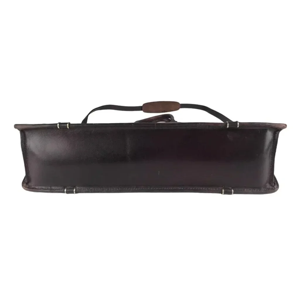 Dilana Briefcase Document‎ Case Unisex Brown Leather Detachable Strap Bag